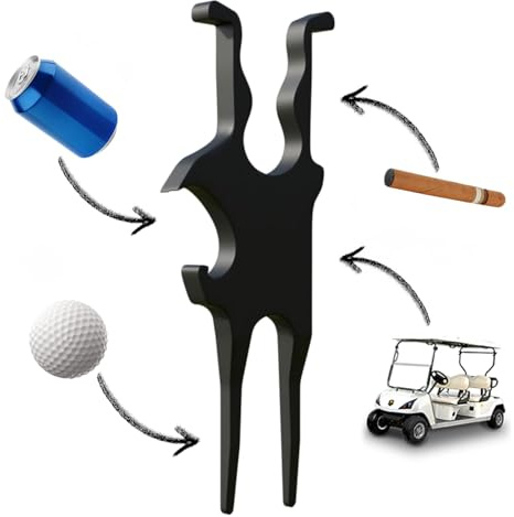 KutaKuta Golf Pitchgabel, Magnetisches 3 in 1 Golfwerkzeug & Magnetischer Zigarrenhalter Golf, Golf Multi-Tool Gimme Golf Werkzeug Golf Zigarrenhalter Divot Tool für Männer Geschenke Toy