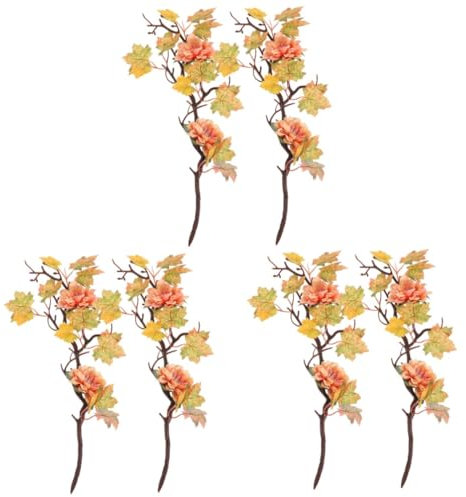 Cabilock 3 Juegos Esquejes De Crisantemo De Hoja De Arce Simulados De Acción De Gracias De Otoño Caída De Tallos Verdes Selecciones De Hojas del Festival De Otoño Home Decor 2 Piezas * 3