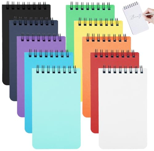 Cuaderno A7 Cuadrícula Espiral,10 Colores Cuaderno de notas Tapa Blanda,Bloc de Notas Pequeño con Espiral,Pportátil,para Notas,Escritura,Oficina,Presupuesto,Lista,Escuela,50 Hojas,Pack 10 Libretas