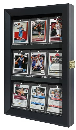 SZYUU 9 Karten Sportkarten-Vitrine für abgestufte Karten, abschließbar | Wandhalterung mit UV-Schutz und transparenter Acryltür für Baseball, Basketball, Fußball, Hockey und andere Kartensammlungen