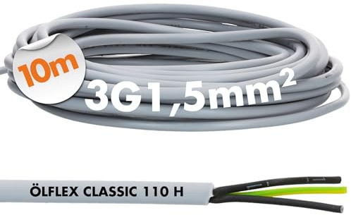 Lapp 10m Ölflex Classic 110 H Steuerleitung - 3x1,5 mm² - Halogenfrei | UV- & ölbeständiges 3-adriges Kabel mit Schutzleiter, HFFR-Mantel, ideal für Anlagenbau, Gebäudeverkabelung & Maschinenbau