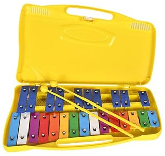 Glockenspiel Metallophon mit 25 Metalltasten, Angel AG-25N3, mit gelbem Etui (gelb)