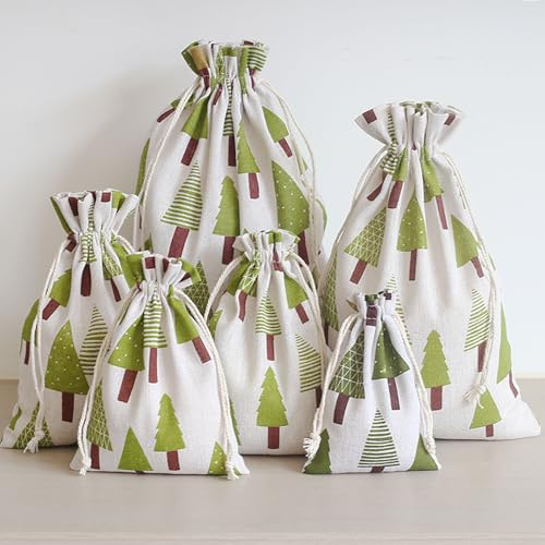 DAHI Baumwollsäcke ca.30 * 40cm säckchen mit Baumwollkordel 5pcs Groß Leinensäckchen jutesäckchen Geschenksäckchen f.weihnachten (30X40cm)