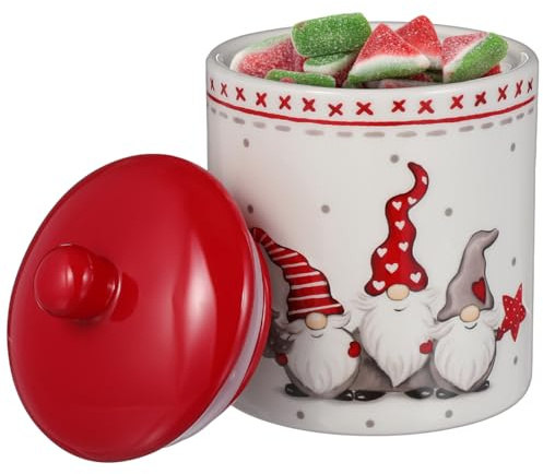 Warmhm Christmas Ceramic Tea Canister Christmas Gnome Storage Jar Ceramic Sealed Canisters with Lid, Cookie Containers for Xmas Candy Loose Tea Spice Grain Holiday Decoration
