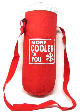 3 Capas Funda Térmica para Botella con Correa Largo, 1,5 litros, Rojo, Diseño de Copo de Nieve. Bolsa para Botella. Nevera Bolsa