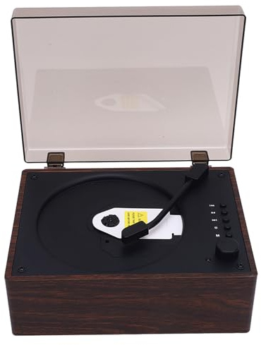 FAUOSWUK Jugador de Discusión, Platillo Giratorio de la Correa Vintage, la Maleta BT Playcle Portable Player con Altavoces Incorporados con Control Remoto, Compatible con CD (Color de Nuez)