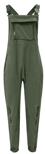 Tuta da donna spazzolata, bavaglini regolabili con pantaloni da sci invernali caldi salopette da lavoro donna, verde militare, XXL