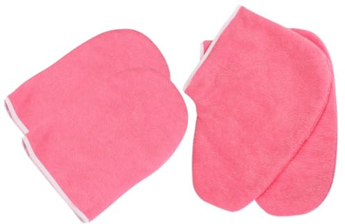 Set Accessori Terapia Paraffina Cotone Rosso, Guanti e Copripiedi