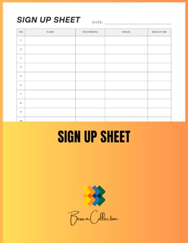 sign up sheet: A Clean Registration Tracker for Events, Classes & Visitors