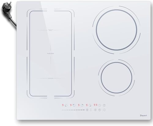 Disaenvir Induktionskochfeld mit Flexzone, 4 Platten Kochfeld Induktion | Booster, Timer, Kindersicherung, 9 Leistungsstufen, 3500W