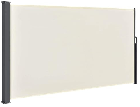Seitenmarkise 180 x 300 cm ausziehbar Blickdicht, Sichtschutz für Balkon & Terrasse, Seitenrollo mit Wandhalterung - beige