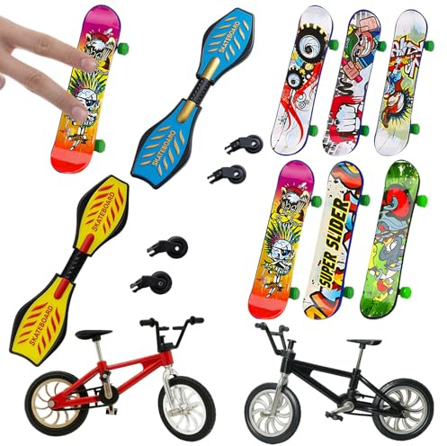 DvBCNMe Fingerboard Set, 10 Stück Fingerskateboards Mit Verschiedenen Designs, Mini Finger Skateboard Spielzeug Für Erwachsene, Ideal Zur Förderung Der Fingerkoordination Und Konzentration