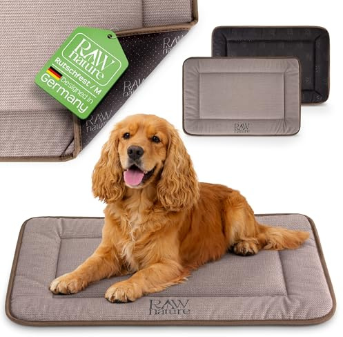 RAW Nature KIVO Hundematte M, 75x55x3cm, Sandbraun, rutschfest | Vielseitige Größe für kleine bis mittelgroße Hunde, Cord-Liegefläche, rutschfest, waschbar bei 30 °C, für Box & Zuhause