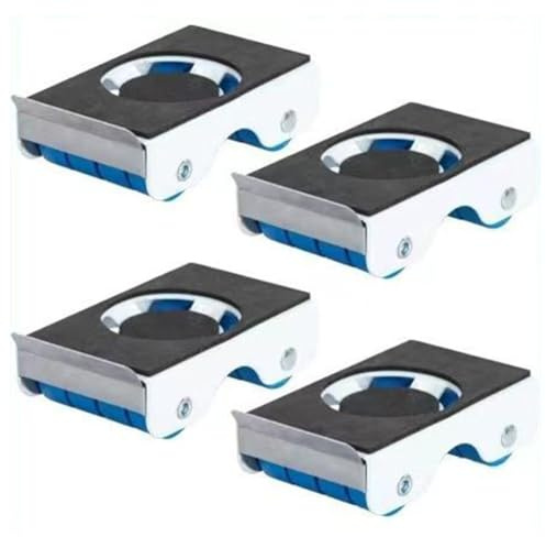 FUANA Paquete de 4 rodillos para mover muebles de alta resistencia con frenos, capacidad de 350 kg, marco y ruedas de acero al carbono, sofás, camas, armarios, color blanco