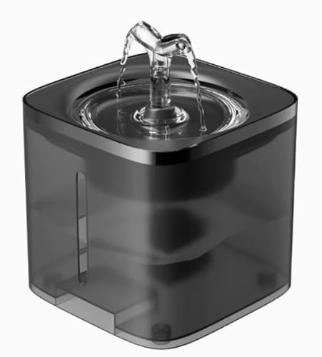 Daitore Fuente para gatos con sistema de filtro de 4 vías y circulación, fuente de agua para gatos, fuente para gatos y perros, compacta fuente para gatos y perros, color negro