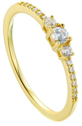 Tolldek Trauringe Weißgold 9K/14K/18K, Zierlich Klassiker Verlobungsring mit Moissanit Echter Schmuck, Solitärring Au 375/585/750 Weiß Gold, Gr.47-65