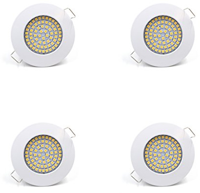 vislux LED Einbaustrahler 230V - 58mm - 70mm - Einbauspots Badezimmer- Energiesparende warmweiße Einbauleuchten - 3,5W 330lm 3000K - (4er Set) - (Weiß)