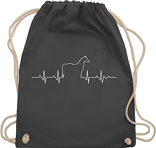 Shirtracer Turnbeutel Rucksack - Taschen - Herzschlag Pferd I Geschenk Pferde I - Unisize - Dunkelgrau - geschenke mit pferden pferdebeutel pferdeliebhaber tiermotiv juterucksäcke tasche pferdesport