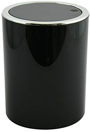 MSV Badserie ASPEN design, kosmetiskahink, badrum, pedalbehållare, svänglock, papperskorg, avfallsbehållare med svänglock, 6 liter (Ø x H): ca. 18,5 x 26 cm svart