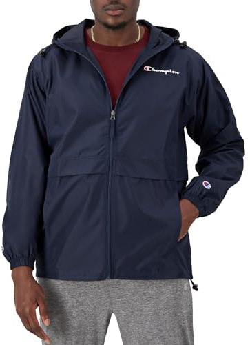 Champion Men's, Stadium Full-Zip, Wind, Water Resistant Jacket, Navy Small Script, L