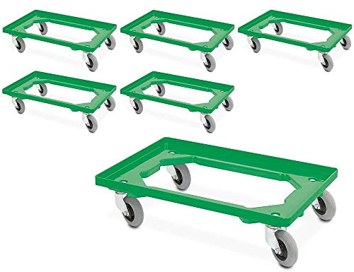 BRB Spar-Set, 6X Transportroller mit Flüsterrollen, für Behälter 600x400 mm oder 2X 400x300 mm (Grün)