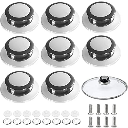 SyiXute 8 Pièces Boutons de Couvercle de Casserole,Boutons de Couvercle de Pot,Poignées Universelles Résistantes à La Chaleur Acier Inoxydable Lid Knob de Pot avec Vis