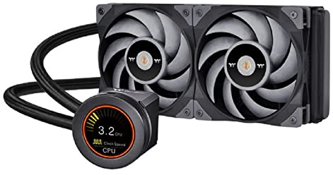 Thermaltake TOUGHLIQUID Ultra 240 AIO - Enfriador líquido AMD (AM5/AM4) Intel(LGA 1700/1200) Pantalla LCD rotacional de 2.1 pulgadas, ventilador de radiador de 2500 RPM TT RGB Plus/Alexa/Razer Chroma