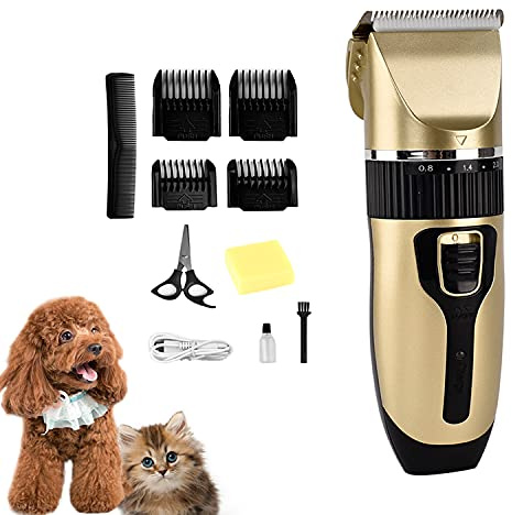 Hundeschermaschine Profi Tierhaarschneidemaschine Leise Tierhaarschneider Kabellose Katze Haartrimmer Langhaarschneider Pet Grooming Clippers Kit Hundehaarschneidemaschine mit Aufsteckkämme Schere