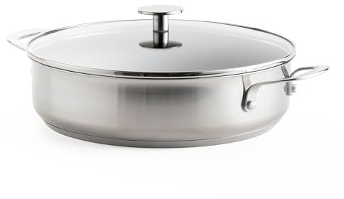 KitchenAid Stainless Steel Schmorpfanne (28cm/4,3l), PFAS-freie keramische Antihaftbeschichtung, beschichtet, Induktionsgeeignet, backofengeeignet, spülmaschinenfest, Silber