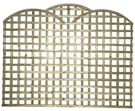 Triple Dome 6x4ft (W: 6ft x H: 4ft) Traditional Art Deco Style Cloud-Topped Pressure-Treated Trellis Panel 60-70mm Privacy Squares Fence Topper/Wall Art Width 1828mm x Height: 1200mm