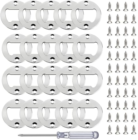 Bottle Opener Insert - 20 Sets Stainless Steel Inserts Kit with Screws Screwdriver for DIY Resin Mould Kit Hardware Parts Supply(Silver)