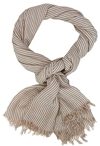 Ella Jonte écharpe légère pour homme beige blanc ou bleu rayée écharpe maritime en coton, beige, taille unique