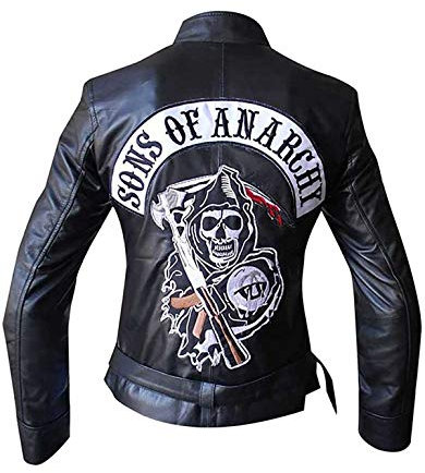 Suiting Style Sons of Anarchy Highway - Chaqueta de piel auténtica para motociclista, color negro, Piel sintética., XXL