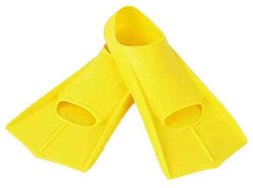 ENEN Schwimmflossen, Schnorchelflossen kurz Verstellbare Flossen für Kinder Erwachsene zum Schnorcheln, Schwimmen (L,Gelb)