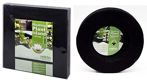 Velda 127579 Driving Planting Island & Floating Plant Island - Treibende Pflanzinsel für den Gartenteich, Ø 35 cm, rund, koppelbar, Reduzierung von Algen wunderschöne Atmosphäre mit der Familie