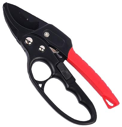 8 Garden Secateurs Clippers, Heavy Duty Ratchet Anvil Pruning Shears, Ergonomic Gardening Pruners for Trimming Garden Trees, Plants Flowers (Red&Black)