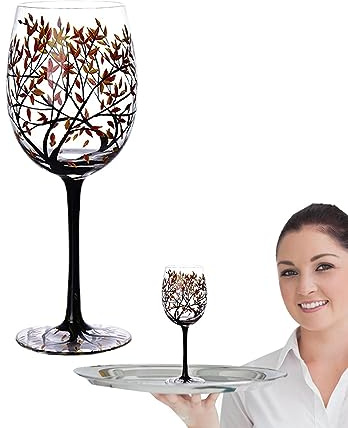 Copas de vino decorativas, vasos Lolita para los amantes del vino, copas pintadas artesanalmente de árbol de las cuatro estaciones, vaso grande con diseño único para decoración del hogar y