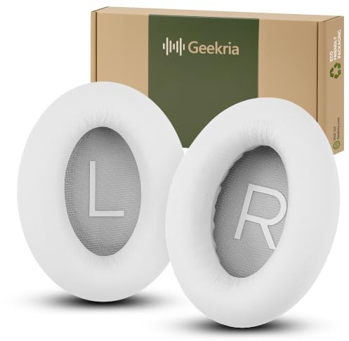 Geekria Replacement Ear Pads Compatible with Bose QC45, QC35 II, QC35, QC25, QC15, QC SE, SoundLink AE2 Headphones (White Smoke)