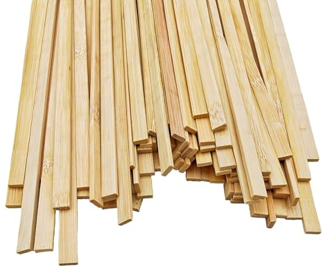 Anktily 100PCS Long Natural Bamboo Sticks, 0.9cm x 0.3cm, 20cm/30cm/40cm Length, Craft Sticks for DIY Projects