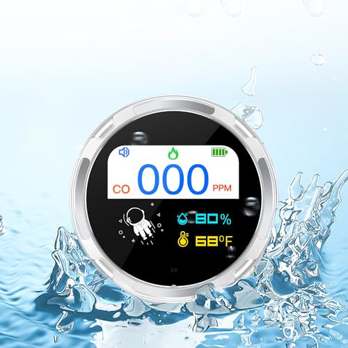 Travel Carbon Monoxide Detector, IP67 Waterproof CO Detector, High Precision 3 in 1 Carbon Monoxide Alarm (CO Temperature Humidity), for Indoor, Outdoor, RV Travel, and Camping etc
