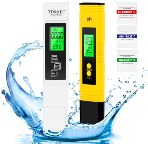 PH Messgerät + TDS Messgerät Set,4 in 1- Digitaler Wasserqualität Tester, für PH/TDS/EC/Temperatur,Digital EC Temperatur Tester für Trinkwasser, Schwimmbad, Aquarium, Labor