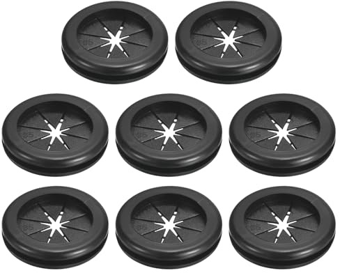 sourcing map 8Pcs Rubber Grommets 1-1/14(32mm) ID 1-3/8(35mm) Drill Hole Double Sided Firewall Hole Plugs Round Electrical Wiring Gasket, Black