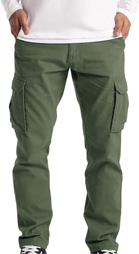 Cargohose für Herren, Stretch, Arbeitshose, Arbeitshose mit Taschen für die Arbeit, Sweathose, bequeme Trainingshose, Jogger, entspannte Passform, formelle Hose, gerades Bein, Loungehose, dunkelgrün,
