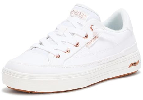 Skechers Women's Arch Fit Arcade-Meet Ya There Sneaker, White, 8 Wide