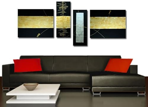 Tanja Bell | Gemälde Goldene Linien 50 x 140 cm | 100% HANDGEMALT | Acrylgemälde | Moderne Kunst | Abstrakt | Unikat | Original | Zertifikat