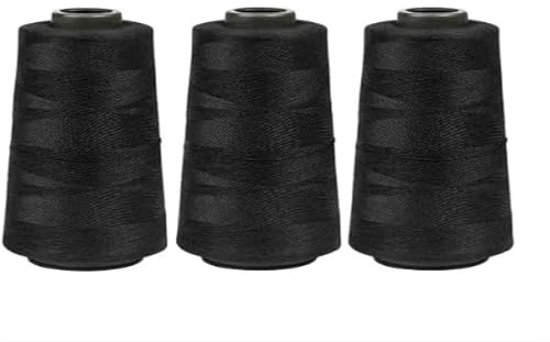 3 Bobinas Grandes Hilo de Coser de poliéster Todo propósito 40S/2 para Coser, acolchar, Patchwork, remalladora y overlock,manualidades de costura,5000YRDS (NEGRO)