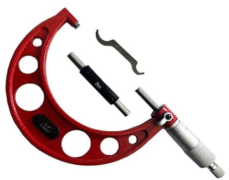Bügelmessschraube, 0-25/25-50/50-75/75-100 mm 0-1/1-2/2-3/3-4/Zoll 0,01 mm MikrometerAußenmikrometer Messmikrometer, Hohe Präzision(3-4inch)
