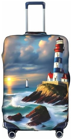 Housse de protection élastique pour valise de voyage Motif peinture diamant Phare, blanc, S