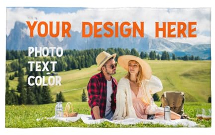 Individuelle Handtücher mit Foto, 70 x 40 cm, personalisiertes Waschlappen,Badetuch mit Text-Logo-Bild (horizontal)