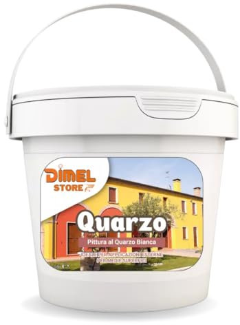 DI.M.EL. S.R.L. Pittura Al Quarzo Bianca Opaca Per Esterno Resistente Alle Intemperie -Idrorepellente - Made In Italy (14 Litri)